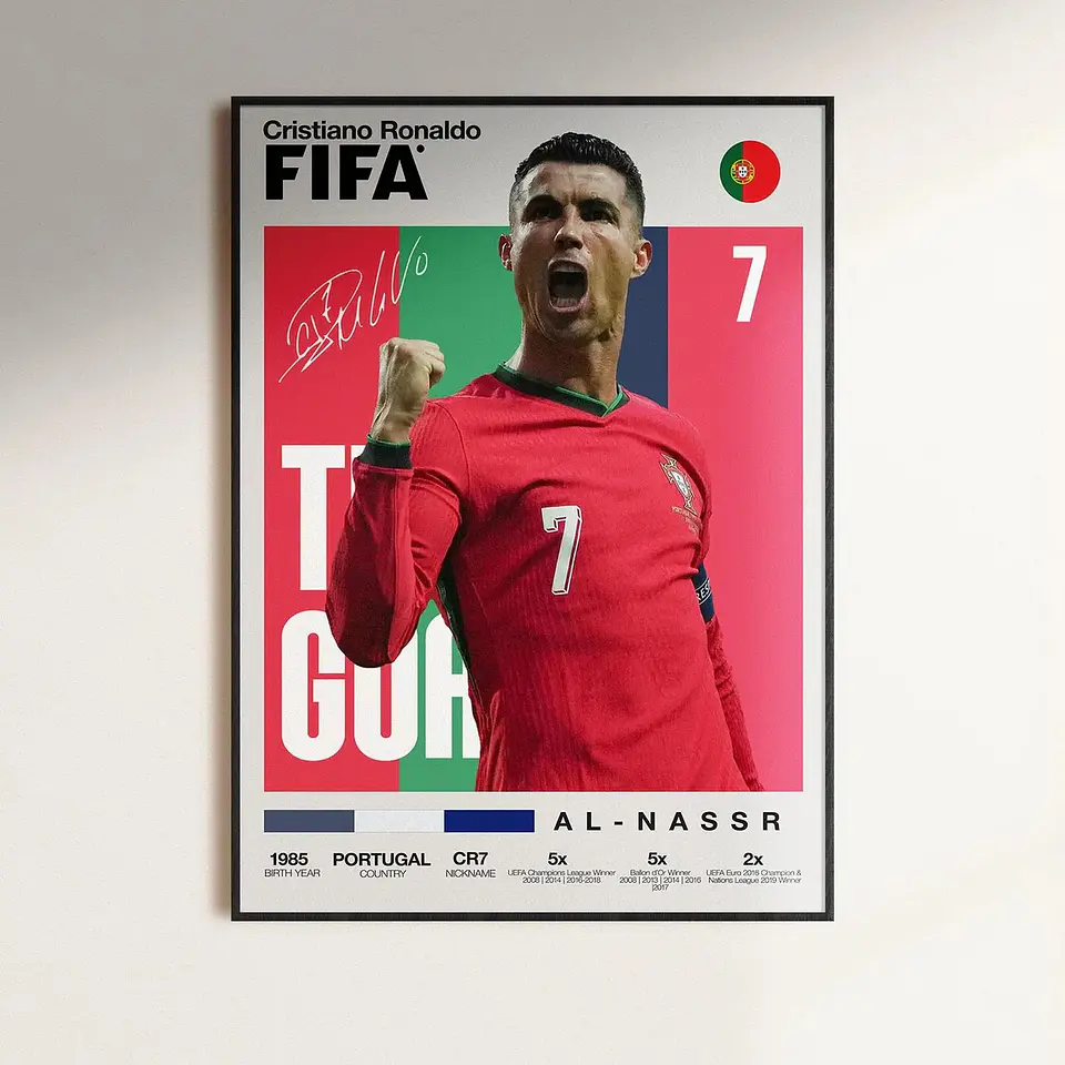 Cuadro Cristiano Ronaldo CR7 Leyenda Portugal + Marco 1