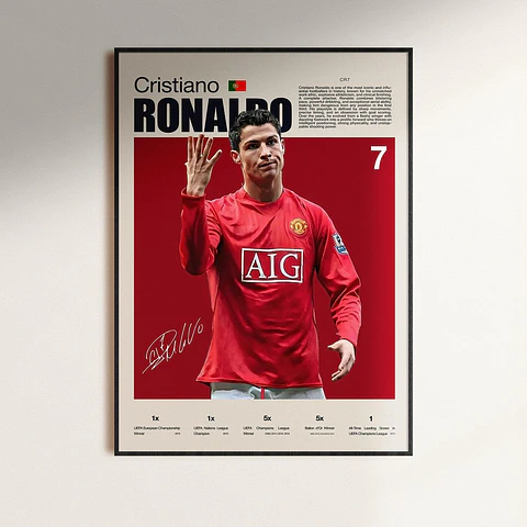 Cuadro Cristiano Ronaldo CR7 Primer Manchester United + Marco
