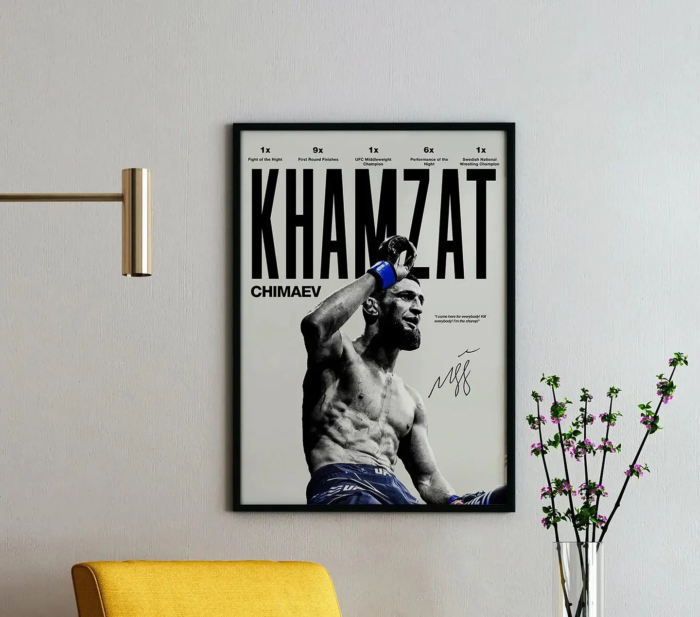 Cuadro Deportivo Khamzat Chimaev Campeón UFC + Marco 1