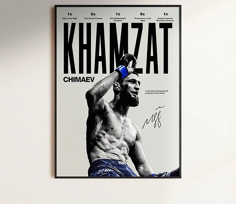 Cuadro Deportivo Khamzat Chimaev Campeón UFC + Marco