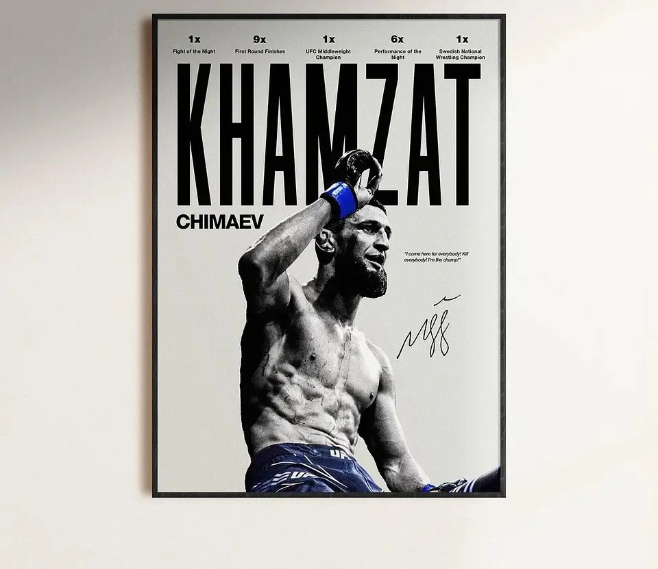 Cuadro Deportivo Khamzat Chimaev Campeón UFC + Marco 2