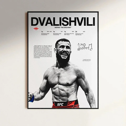 Cuadro Merab “The Machine” Dvalishvili  Luchador UFC y MMA + Marco
