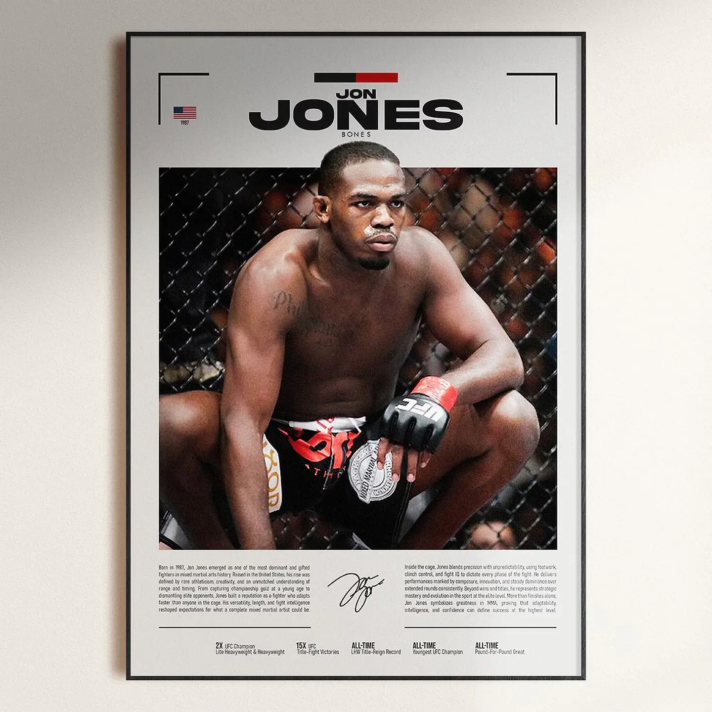 Cuadro Campeón UFC VII  Jon Jones “Bones” + Marco 1