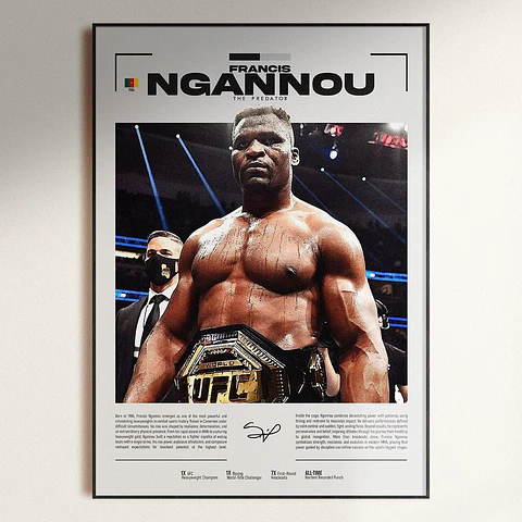 Cuadro Campeón UFC Francis Ngannou “The Predator” + Marco