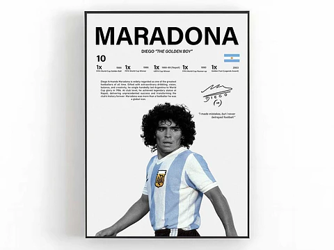Cuadro Diego Armando Maradona Leyenda Eterna del Fútbol + Marco