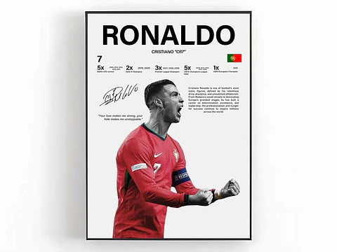 Cuadro Cristiano Ronaldo Campeón con Portugal CR7 + Marco