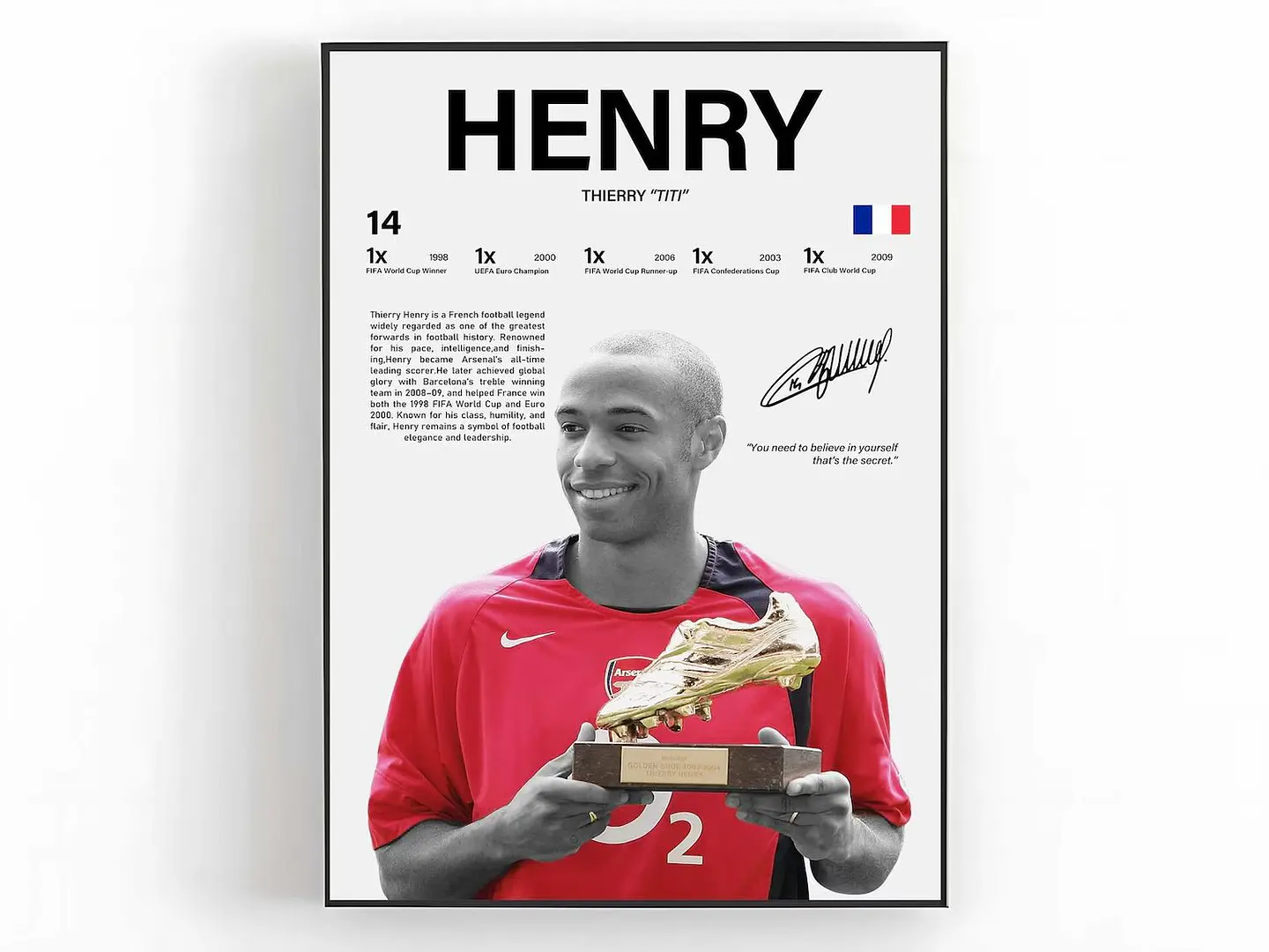 Cuadro Thierry Henry Leyenda del Arsenal y Francia + Marco 1