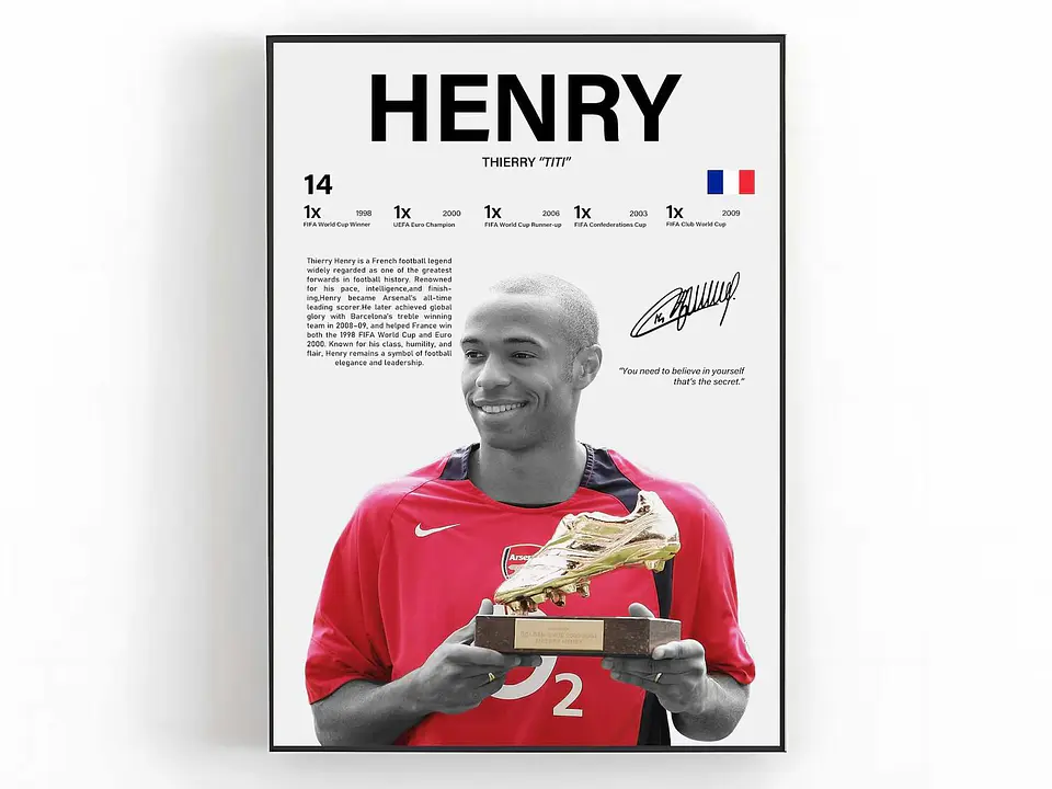 Cuadro Thierry Henry Leyenda del Arsenal y Francia + Marco 1
