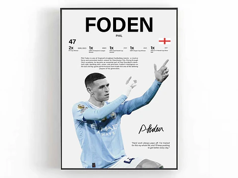 Cuadro Phil Foden Leyenda del Manchester City + Marco