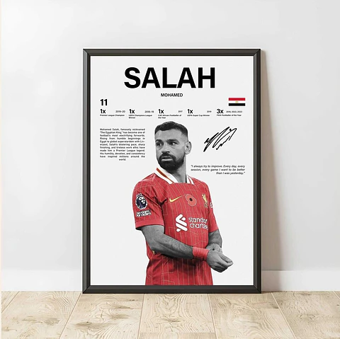 Cuadro Mohamed Salah Estrella del Liverpool y Egipto + Marco
