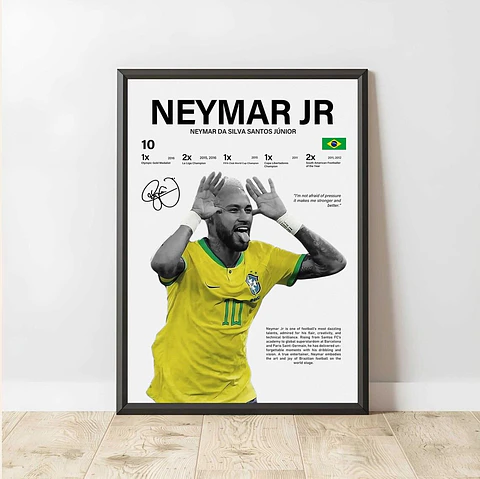 Cuadro Neymar Jr Brasil Estrella de la Selección + Marco