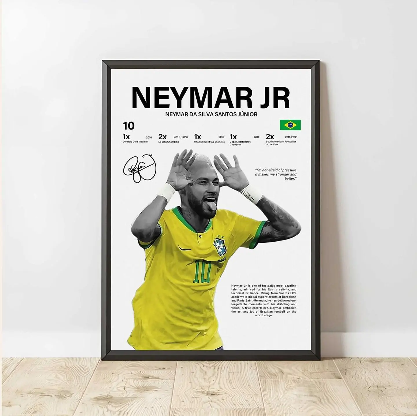 Cuadro Neymar Jr Brasil Estrella de la Selección + Marco 2