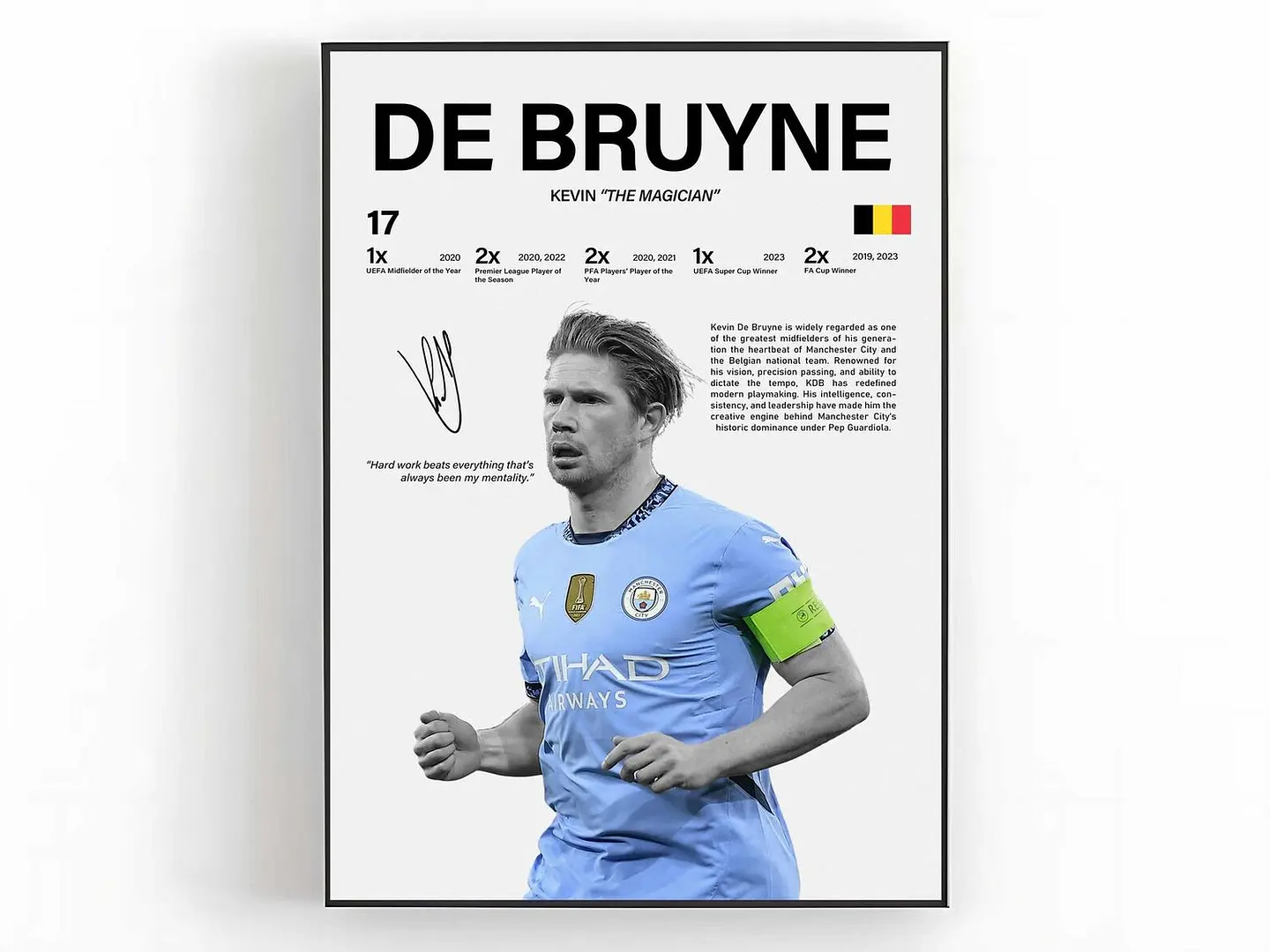 Cuadro Kevin De Bruyne Fútbol Manchester City Maestro del Juego + Marco 1