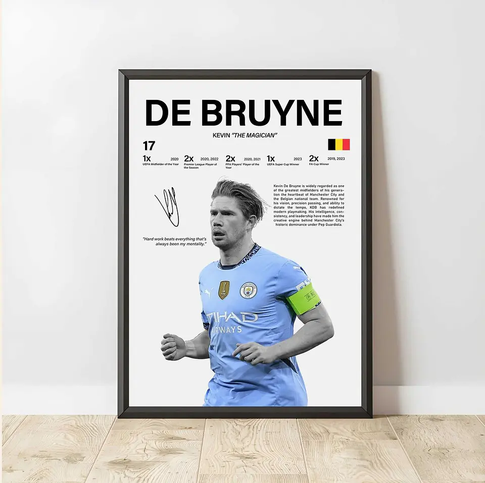 Cuadro Kevin De Bruyne Fútbol Manchester City Maestro del Juego + Marco 2