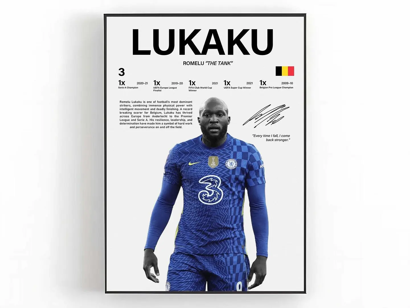 Cuadro Romelu Lukaku Fútbol Potencia y Gol + Marco 1