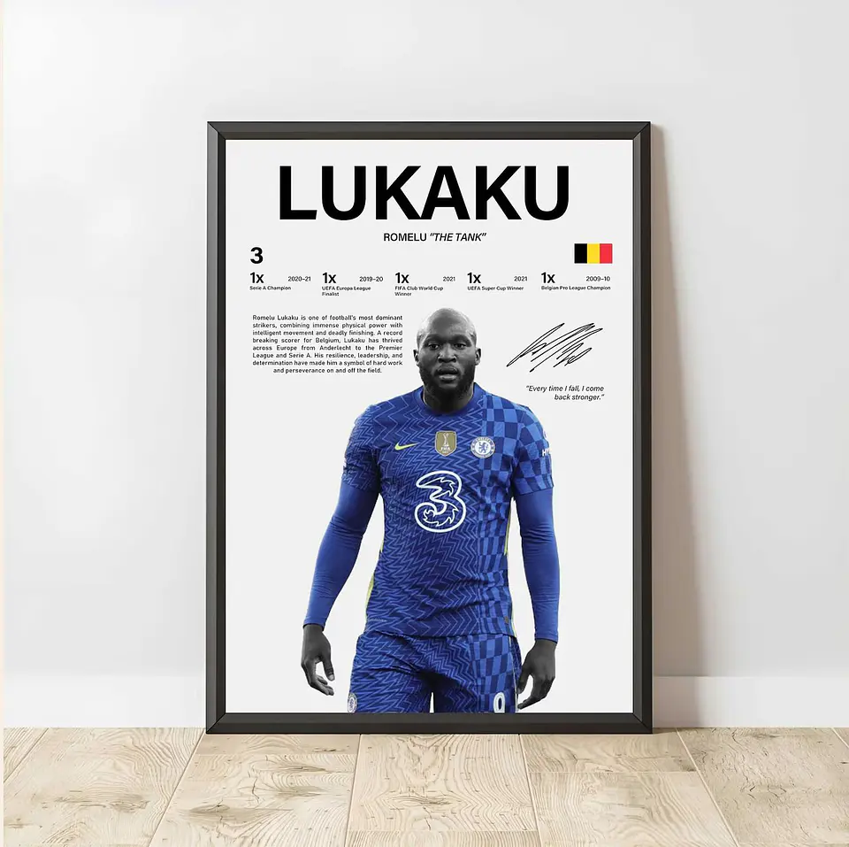 Cuadro Romelu Lukaku Fútbol Potencia y Gol + Marco 2