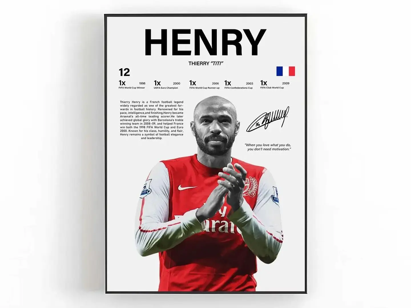 Cuadro Thierry Henry Fútbol Leyenda Francesa + Marco 1