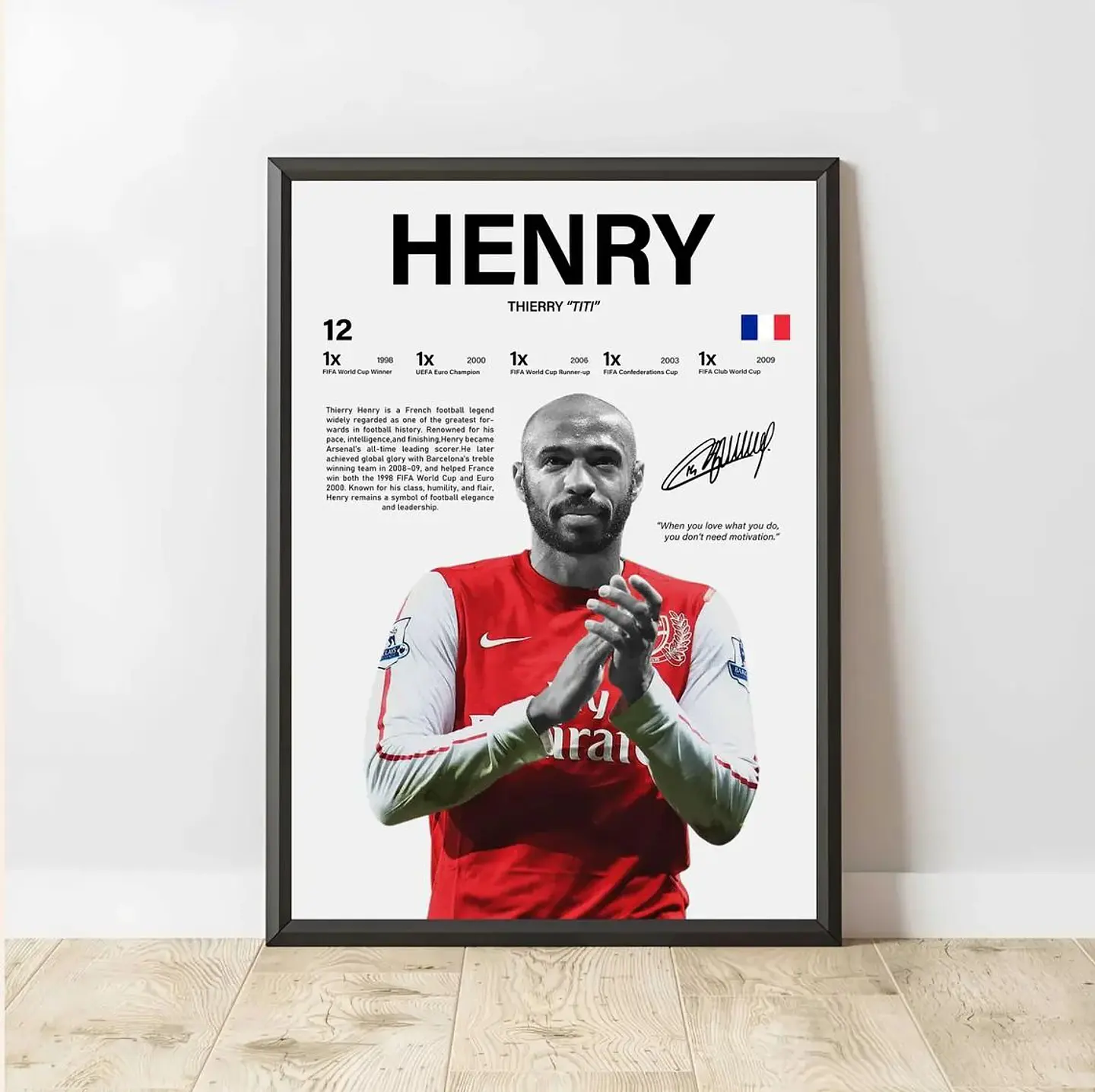 Cuadro Thierry Henry Fútbol Leyenda Francesa + Marco 2