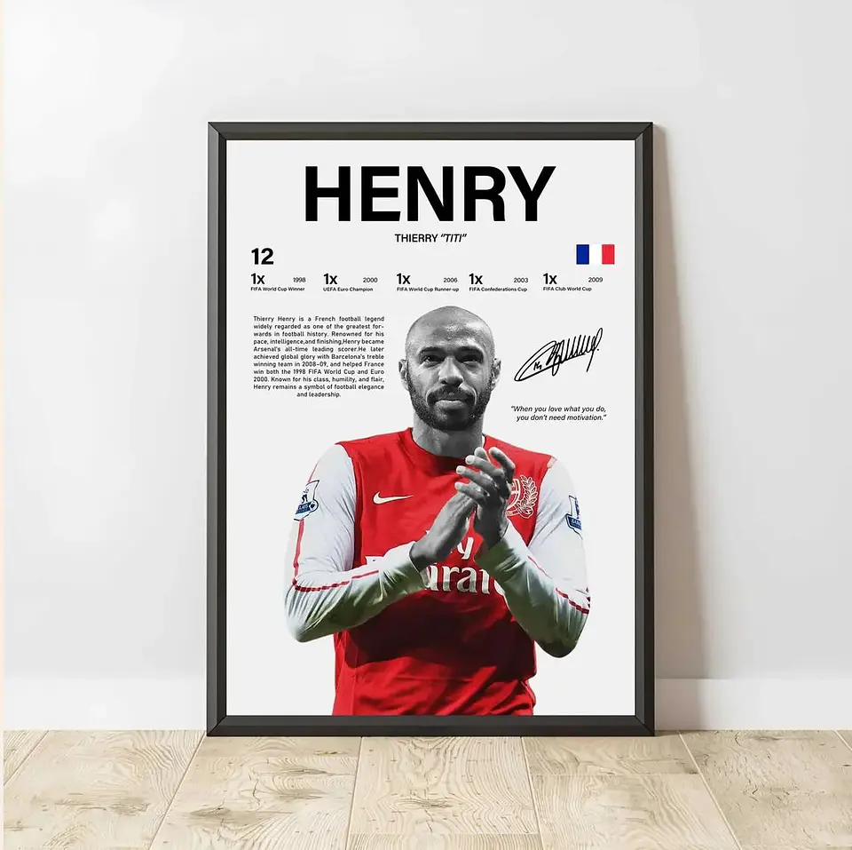Cuadro Thierry Henry Fútbol Leyenda Francesa + Marco 2
