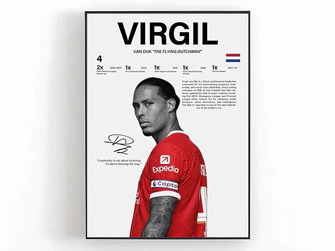 Cuadro Virgil van Dijk Fútbol Liverpool Muralla Defensiva + Marco