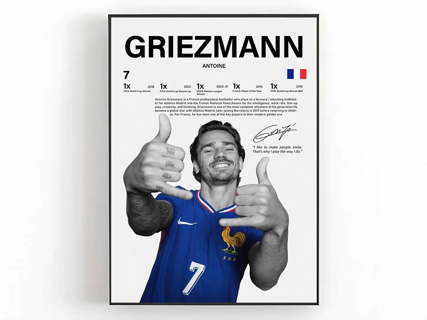 Cuadro Antoine Griezmann Fútbol Leyenda de Francia + Marco 1