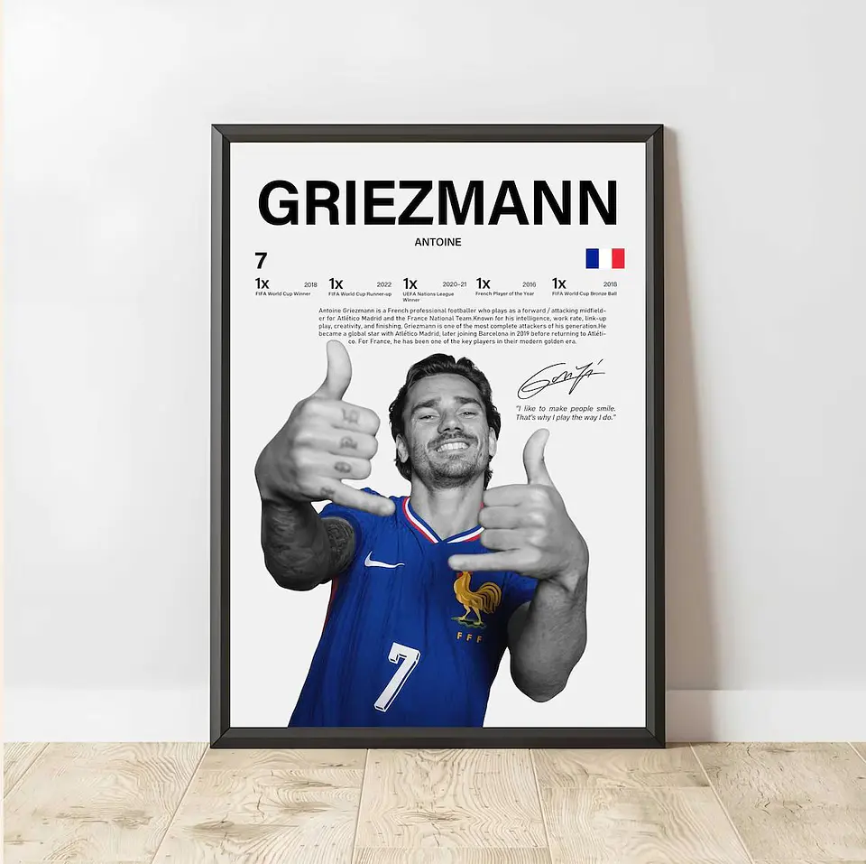 Cuadro Antoine Griezmann Fútbol Leyenda de Francia + Marco 2