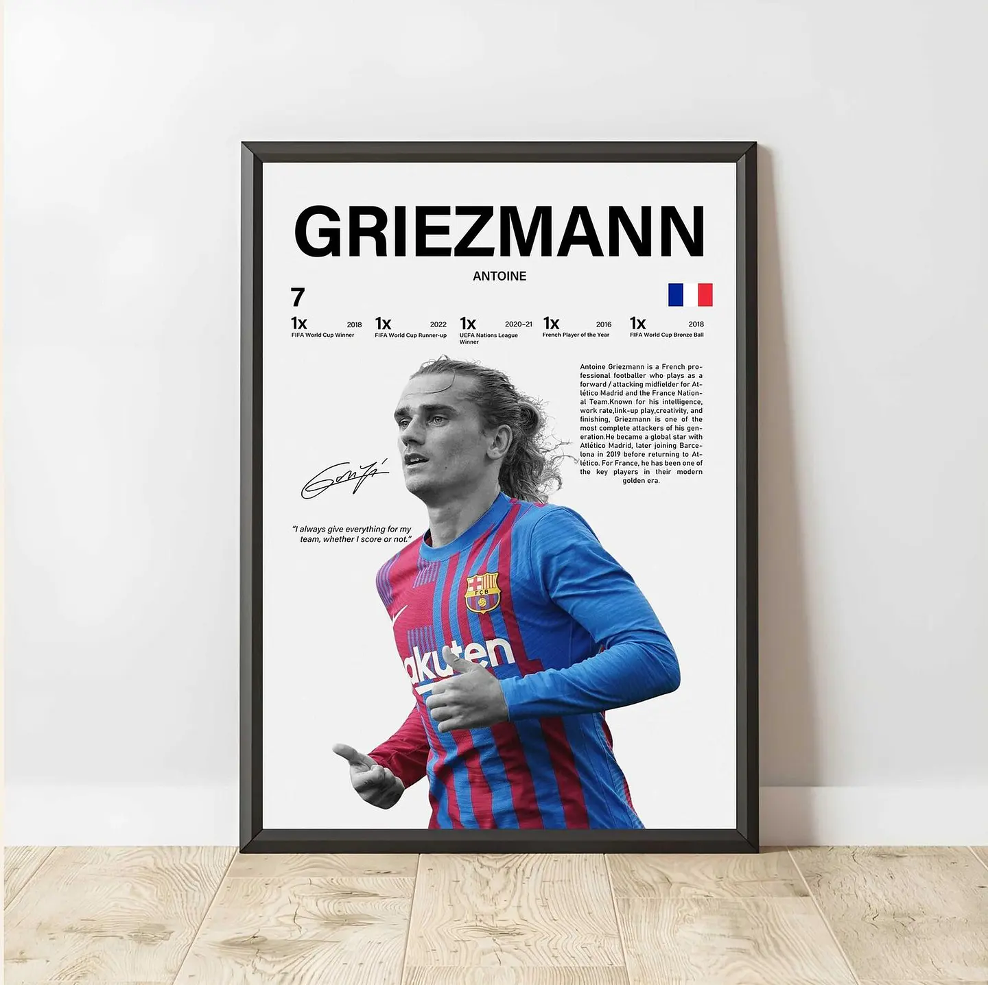 Cuadro Antoine Griezmann Fútbol FC Barcelona + Marco 1