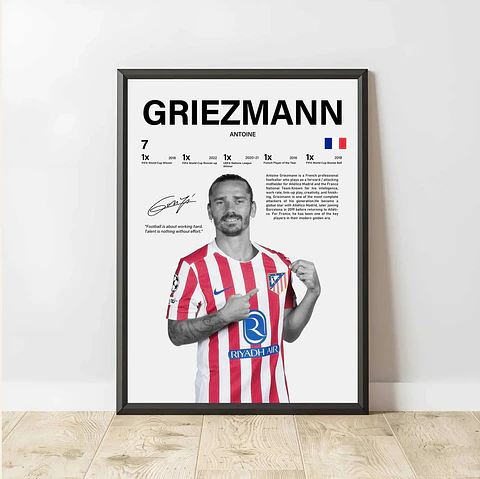 Cuadro Antoine Griezmann Fútbol Atlético de Madrid + Marco