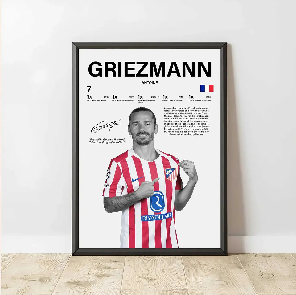 Cuadro Antoine Griezmann Fútbol Atlético de Madrid + Marco 2