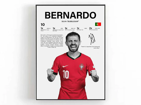 Cuadro Bernardo Silva Fútbol Selección de Portugal + Marco