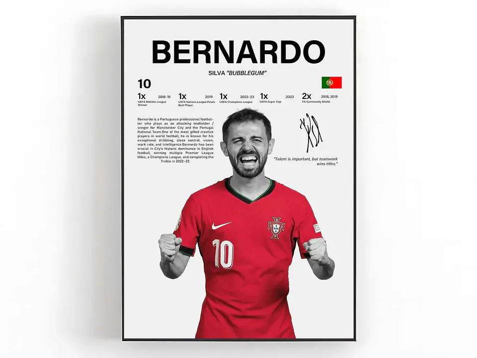 Cuadro Bernardo Silva Fútbol Selección de Portugal + Marco 1