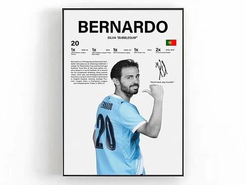 Cuadro Bernardo Silva Fútbol Manchester City Estrella del City + Marco