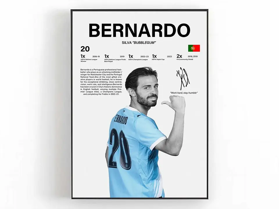 Cuadro Bernardo Silva Fútbol Manchester City Estrella del City + Marco 1