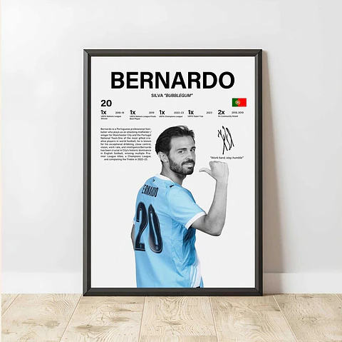 Cuadro Bernardo Silva Fútbol Manchester City Estrella del City + Marco