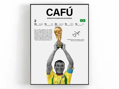 Cafu  Cuadro Cafu Fútbol Leyenda de Brasil + Marco