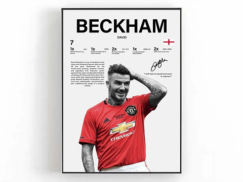 Cuadro David Beckham Fútbol Manchester United Leyenda Red Devil + Marco