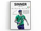 Cuadro Jannik Sinner N°1 ATP “The Fox” Tenis + Marco - Miniatura 1