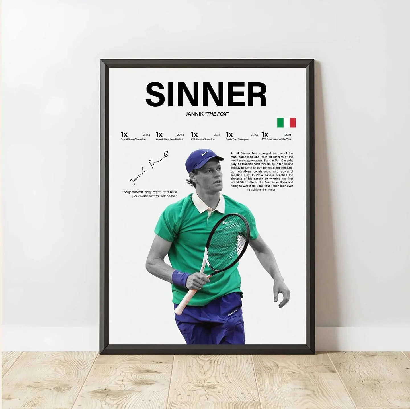 Cuadro Jannik Sinner N°1 ATP “The Fox” Tenis + Marco 2