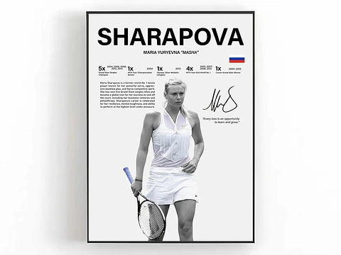 Cuadro Maria Sharapova “Siberian Siren” Tenis Elegancia y Potencia + Marco