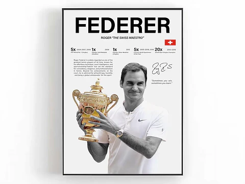 Cuadro Roger Federer Tenis “Maestro Suizo” + Marco