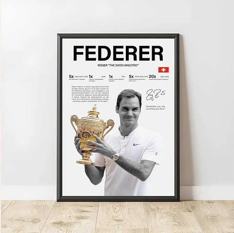 Cuadro Roger Federer Tenis “Maestro Suizo” + Marco