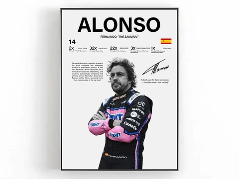 Cuadro Fernando Alonso F1 N°14 “El Nano” Alpine F1 Team + Marco