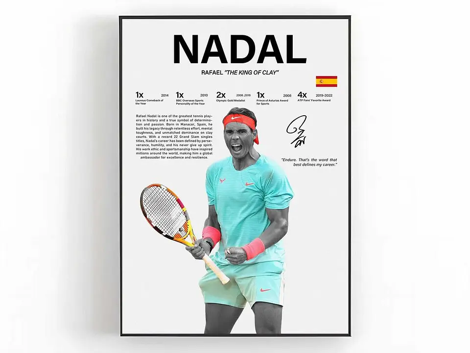 Cuadro Rafael Nadal Tenis “El Rey de la Arcilla” + Marco 1