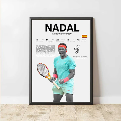 Cuadro Rafael Nadal Tenis “El Rey de la Arcilla” + Marco
