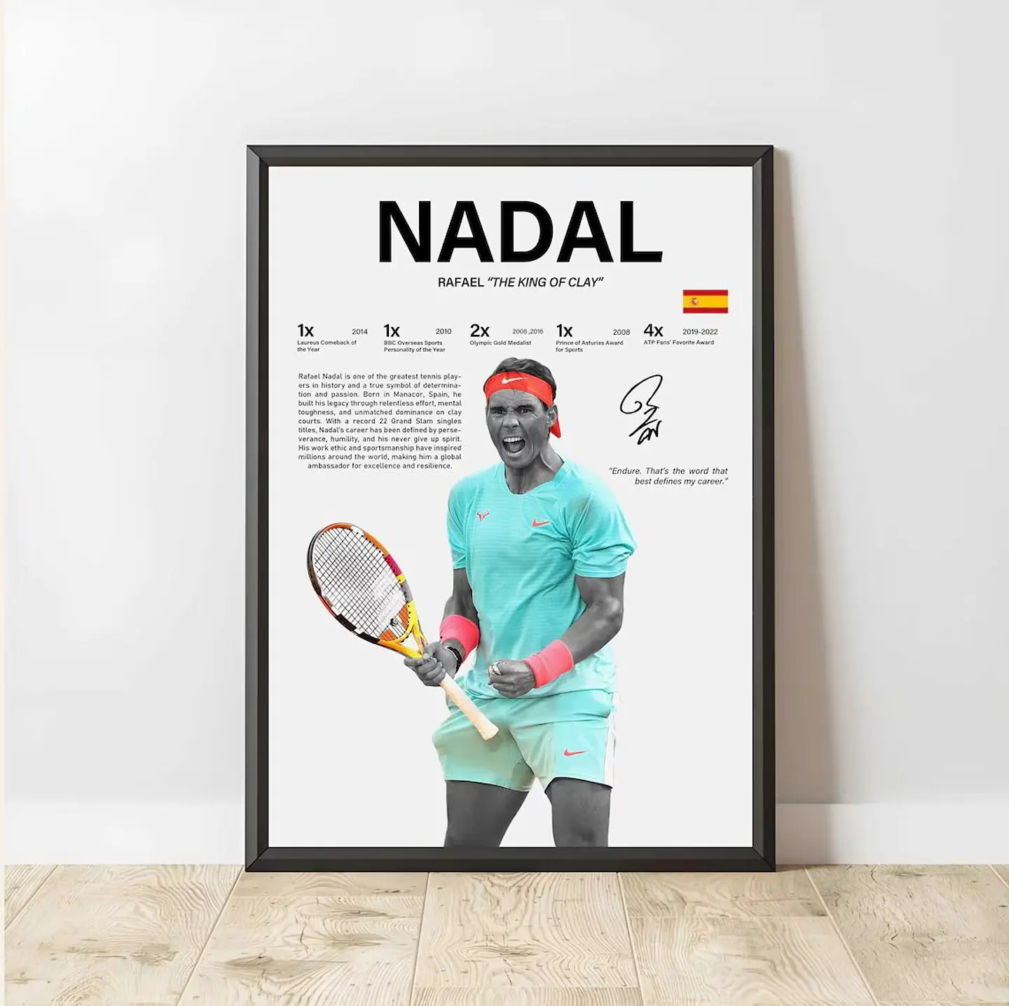Cuadro Rafael Nadal Tenis “El Rey de la Arcilla” + Marco 2
