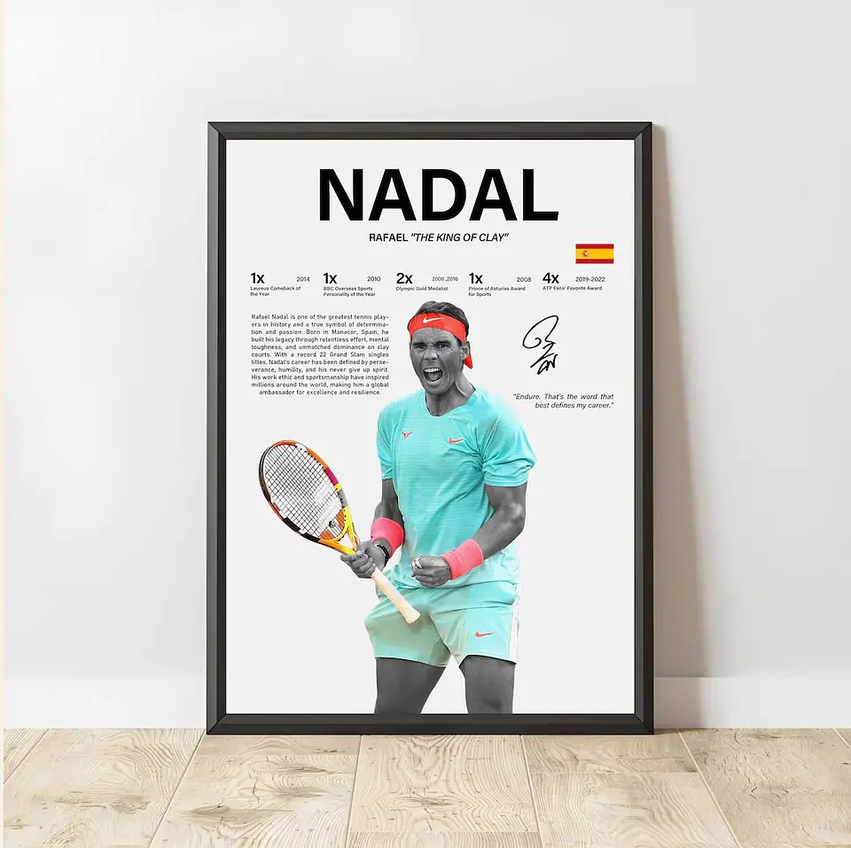 Cuadro Rafael Nadal Tenis “El Rey de la Arcilla” + Marco 2
