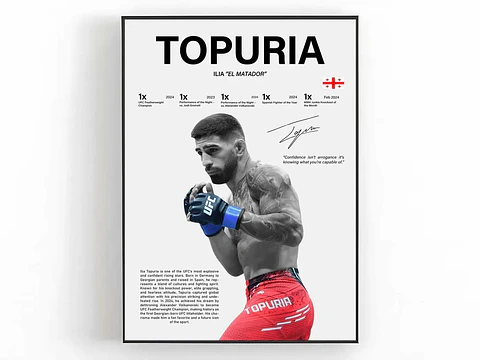 Cuadro De Ilia Topuria Ufc 2026 Peleador MMA XV + Marco