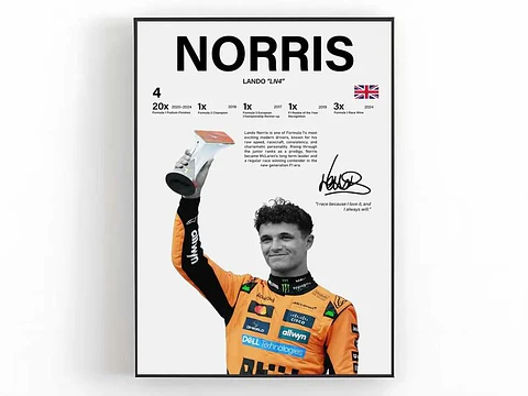 Cuadro Lando Norris F1 N°4 McLaren + Marco
