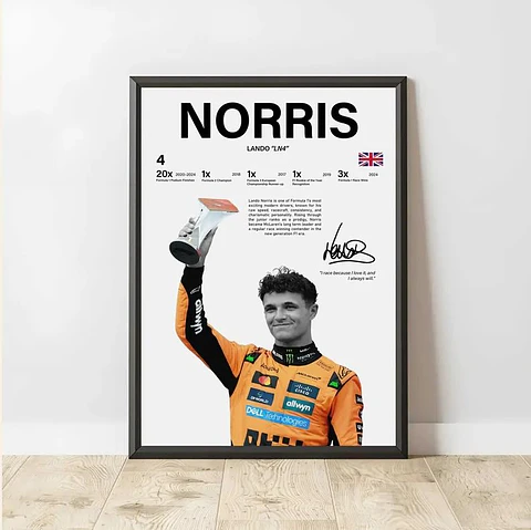 Cuadro Lando Norris F1 N°4 McLaren + Marco