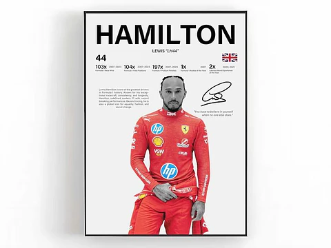 Cuadro Lewis Hamilton F1 Ferrari N°44 + Marco